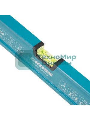 Уровень Gross 33651 алюминиевый, магнит., фрезерованный, 3 глазка, 0,5 мм/м, 600 мм