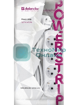 Удлинитель с заземлением Defender R340 16 А, 3 м, заземление