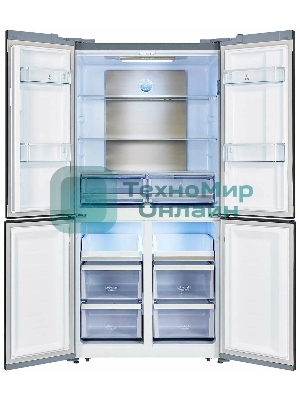 Холодильник LEX LCD505GbGID серый трехкамерный 321/144л морозилка снизу, No Frost, Side by Side