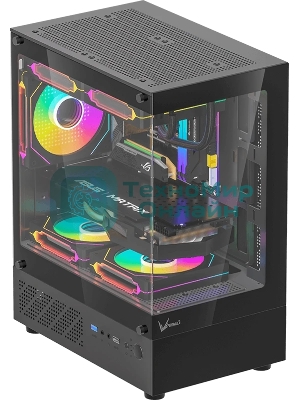 Компьютерный корпус MiniTower AeroCool/Formula Crystal Z1CM PLUS AR black (mATX, без БП, USB Type-A+USB Type-C) (Crystal Z1CM Plus Black AR)