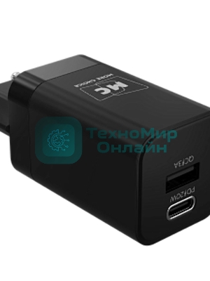 Сетевое зарядное устройство MORE CHOICE NC85i 1USB+1Type-C 3.0A PD 20W+QC3.0 для Lightning 8-pin Type-C, черный