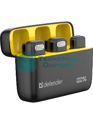 Петличный микрофон DEFENDER (64139) Talky-139 wrls, черный, кейс, 2шт