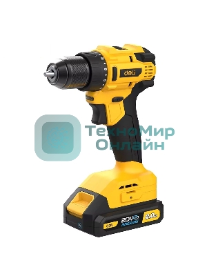 Дрель-шуруповерт Deli DC120, 20 В, 2 Ач, 45 Нм, бесщеточный