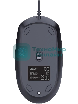 Комплект клавиатура+мышь Acer OCC400 проводной, USB, 2000 DPI, черный