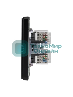 Розетка Kranz ROUND компьютерная двойная RJ45+RJ45 кат6 с/у оникс