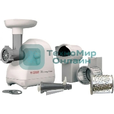 Мясорубка электрическая Белвар Помощница КЭМ-П2У 302-06 белый, 1500 Вт, 0.4 кг/мин, реверс, насадки - 9