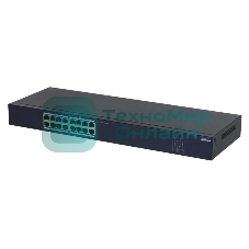 Коммутатор неуправляемый 16-портовый Dahua DH-SF1016 16xRJ45 100Mb, коммутация 3.2 Гбит/с, MAC-таблица 8К, металл
