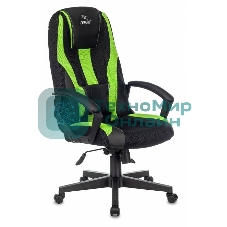 Кресло Бюрократ Zombie 9 черный/салатовый, экокожа, 120 кг, механизм качания