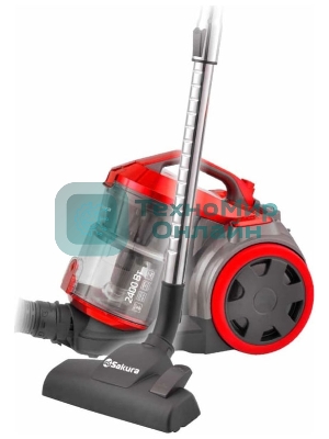 Пылесос Sakura SA-8315R красный,2400 Вт,пылесборник контейнер, 2 л