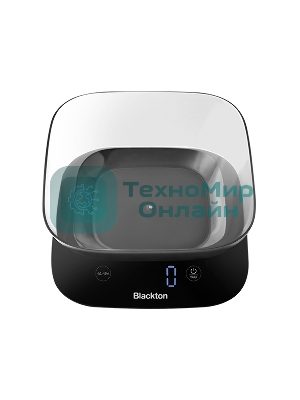 Весы кухонные Blackton Bt KS113 черный, тип управления: сенсорное, дисплей LED, количество высокочувствительных датчиков: 4, выбор единиц измерения: грамм, фунт, унция, миллилитр, интервал измерения: 1 г, максимальный вес: 10 кг, функция вычета веса тары, индикация перегрузки, индикатор замены батарейки, автоматическое и ручное отключение, автообнуление, материал корпусаластик, нескользящие ножки, источник питания: 3 х AAA, номинальное напряжение: 4.5 В