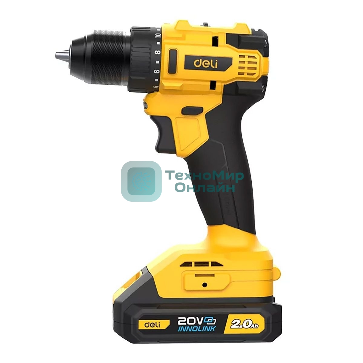 Дрель-шуруповерт Deli DC120, 20 В, 2 Ач, 45 Нм, бесщеточный