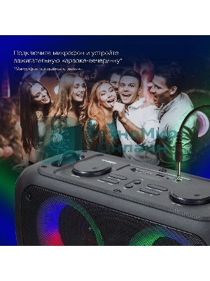 Колонка портативная Hyundai H-PS1030 черный/черный 40 Вт 2.0 BT 10м 3600mAh