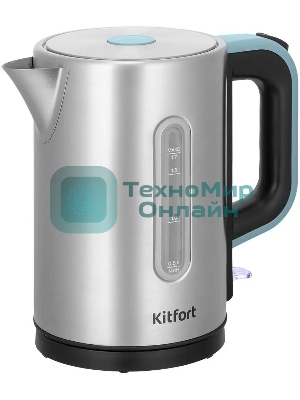 Чайник электрический Kitfort КТ-8703 1.7л. 2200Вт нержавеющая сталь/черный корпус: нерж.сталь/пластик