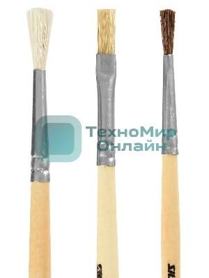 Набор кистей Silwerhof 980055 (набор 3шт) пони круглая №2/коза круглая №3/щетина плоская №4, деревянная ручка