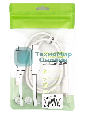 Кабель USB 3.1 Type Cm -- Cm IC 5А 10Gbs длина 1M, Telecom TC420S серебряный