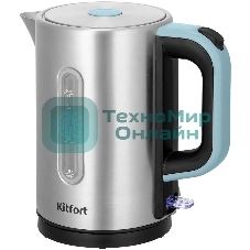 Чайник электрический Kitfort КТ-8703 1.7л. 2200Вт нержавеющая сталь/черный корпус: нерж.сталь/пластик