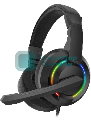 Гарнитура проводная с микрофоном Оклик HS-L315G черный 1.8м накладные USB оголовье (2007552)