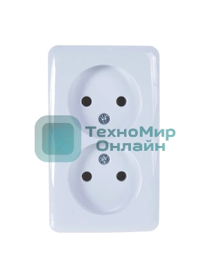 Розетка 2-м ОП Viola 16А IP20 без заземл. белый LEZARD 751-0200-128