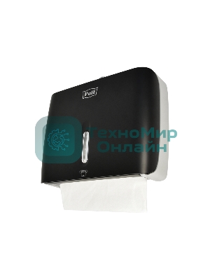Диспенсер бумажных полотенец Puff-5145Bl черный, с замком, ABS-пластик