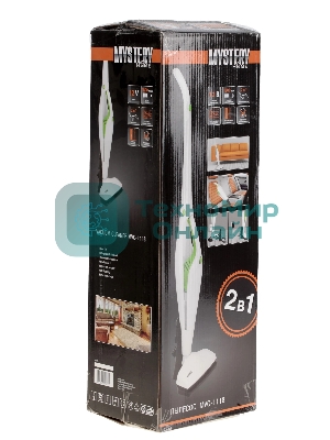 Пылесос вертикальный Mystery MVC-1118 белый/зеленый, питание от аккумулятора, 300 Вт, уборка сухая, пылесборник 0.5 л, работа от АКБ max 30 мин