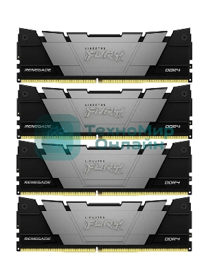 Оперативная память Kingston Fury Renegade, DDR4, 64GB (4x16GB), 3200MHz, CL16, DIMM, радиатор, черный