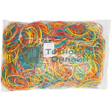 Резинки для купюр Buro d=60 мм, ширина 1.5 мм, 1000 гр, ассорти, пластиковый пакет