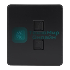 Розетка Kranz ROUND компьютерная двойная RJ45+RJ45 кат6 с/у оникс