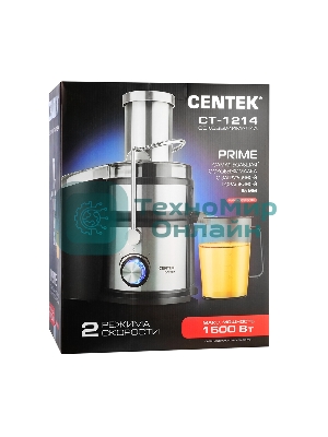 Соковыжималка Centek CT-1214 стальной/чёрный, центробежная, 1500 Вт, 1100 мл, механическое