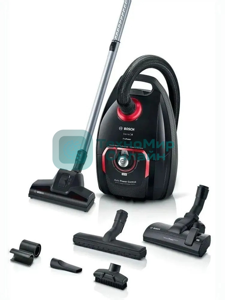 Пылесос Bosch BGL8POW3A черный, 650/890 Вт, уборка сухая, пылесборник мешок 5 л