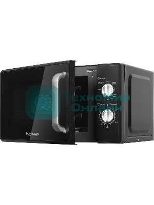 Микроволновая печь HOME HMG207DB черный, 20 л, 700 Вт, переключатели - поворотный механизм