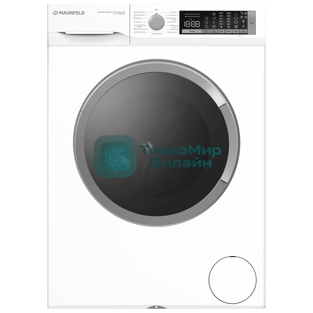 Стиральная машина с инвертором и паром MAUNFELD MFWM127WH200 ST INVERTER SLIM