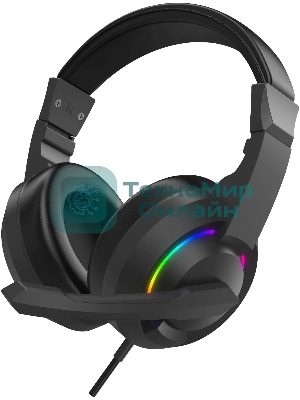 Гарнитура проводная с микрофоном Оклик HS-L315G черный 1.8м накладные USB оголовье (2007552)