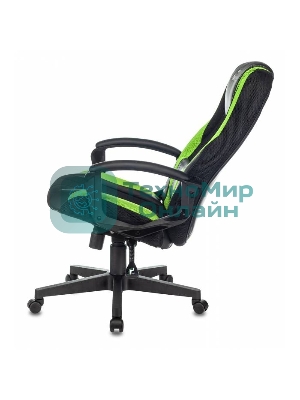 Кресло Бюрократ Zombie 9 черный/салатовый, экокожа, 120 кг, механизм качания