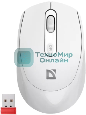 Мышь беспроводная Defender Vision MS-376 белый, 1600 dpi, радиоканал, Bluetooth, USB, кнопки - 4