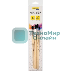 Набор кистей Silwerhof Color белка имитация (набор 5шт) круглая №1-5, деревянная ручка