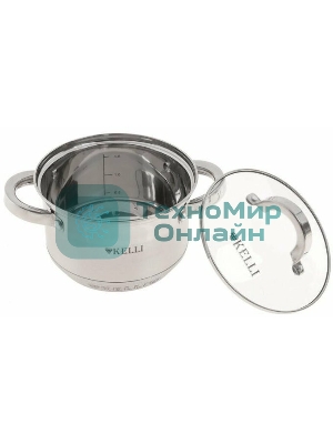 Набор посуды из нержавеющей стали со стеклянными крышками Kelli KL-4246 6 пред. 16 см -2,1; 18- см-2,9; 20 см-3,9 литра. 7-ми слойное капсульное дно. Индукция