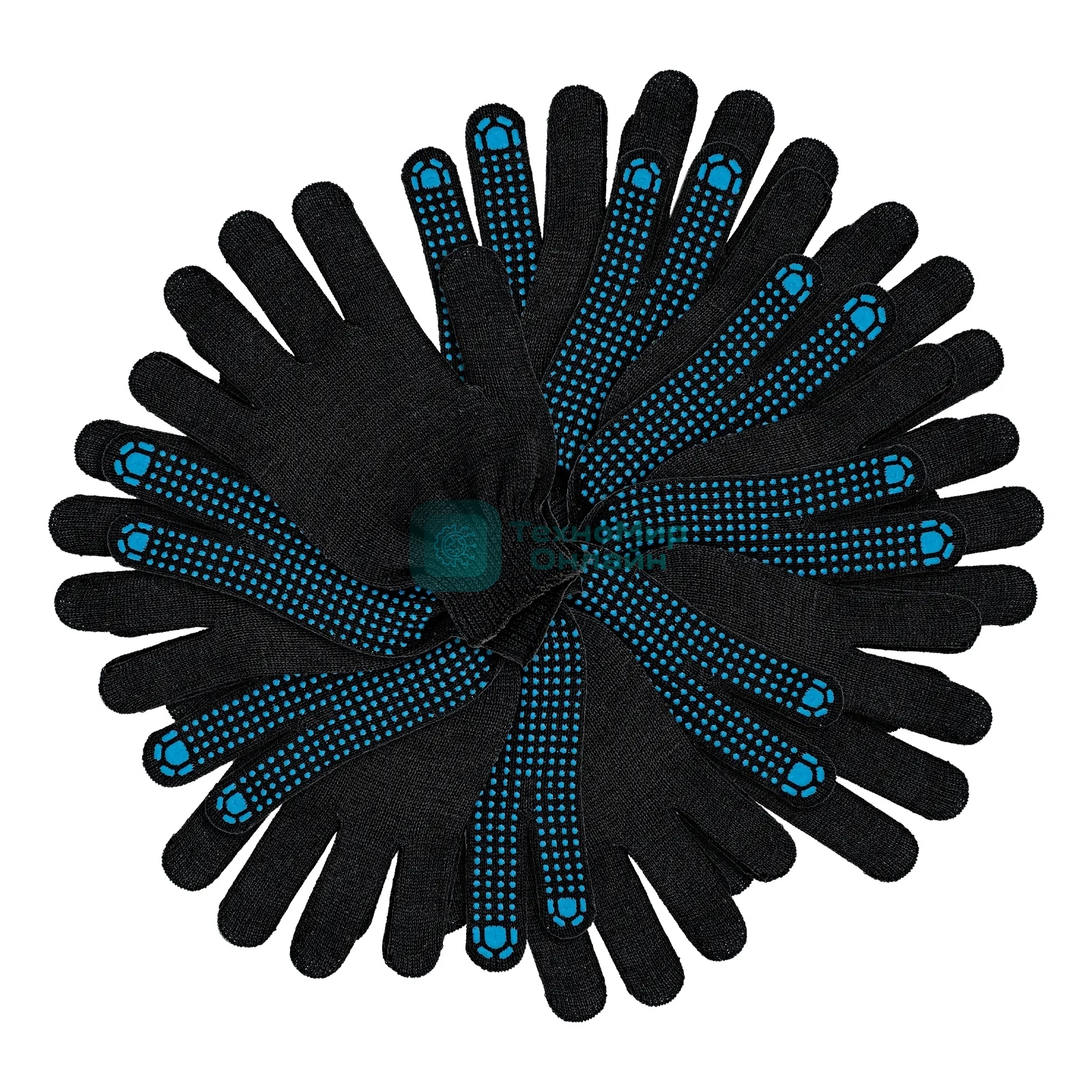 Перчатки трикотажные Сибртех х/б, 200 пар, ПВХ точка, 3 нити, 10 класс