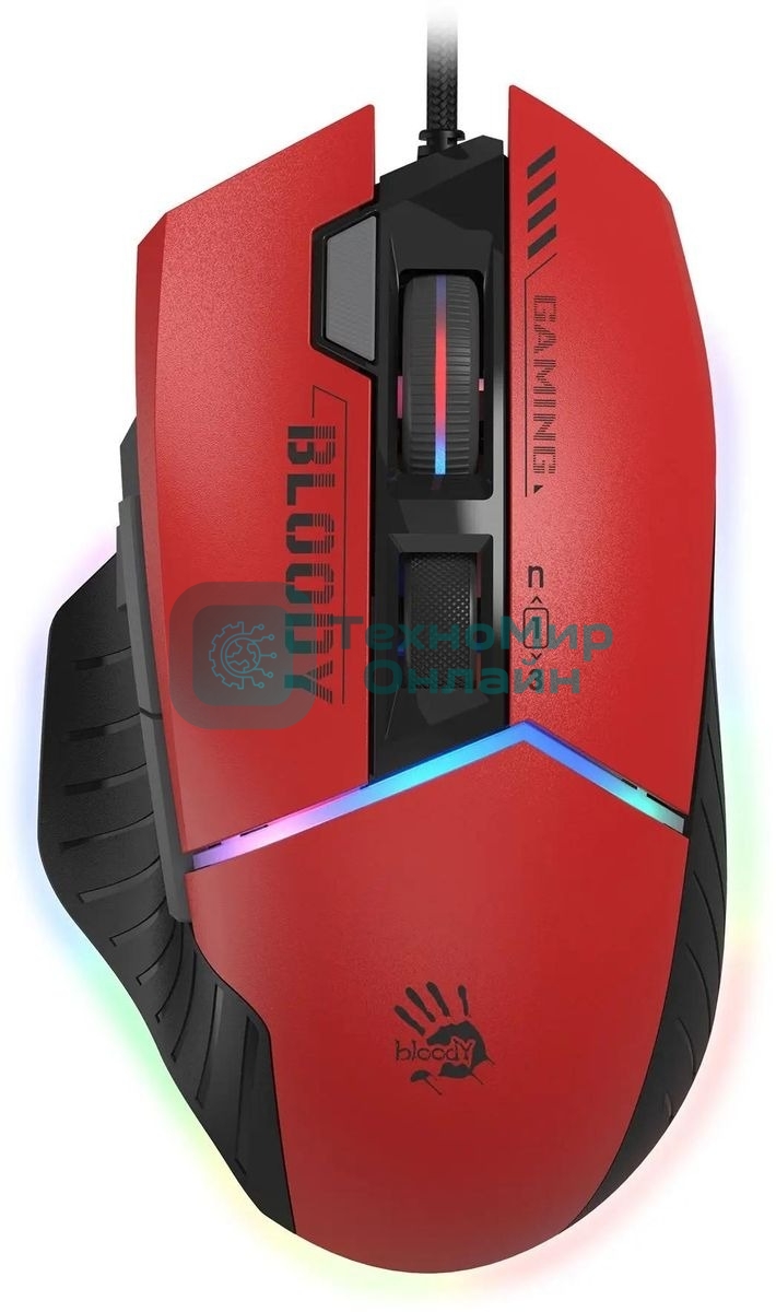 Мышь проводная A4Tech Bloody W95 Max Sports красный/черный оптическая (12000dpi) USB (10but)