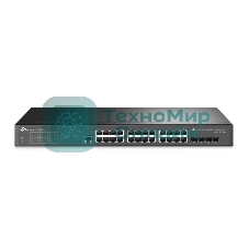 Коммутатор TP-Link JetStream 24-port Gigabit L2/L2+ Managed Switch with 4 SFP slots, support SDN controller, abundant L2/L2+ features, 1U rack mountable, full managed via web UI/CLI/Console/SSH/Telnet/SNMP.