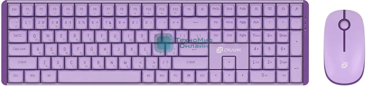 Комплект клавиатура+мышь AULA AC306 беспроводной, USB, 1600 DPI, сиреневый
