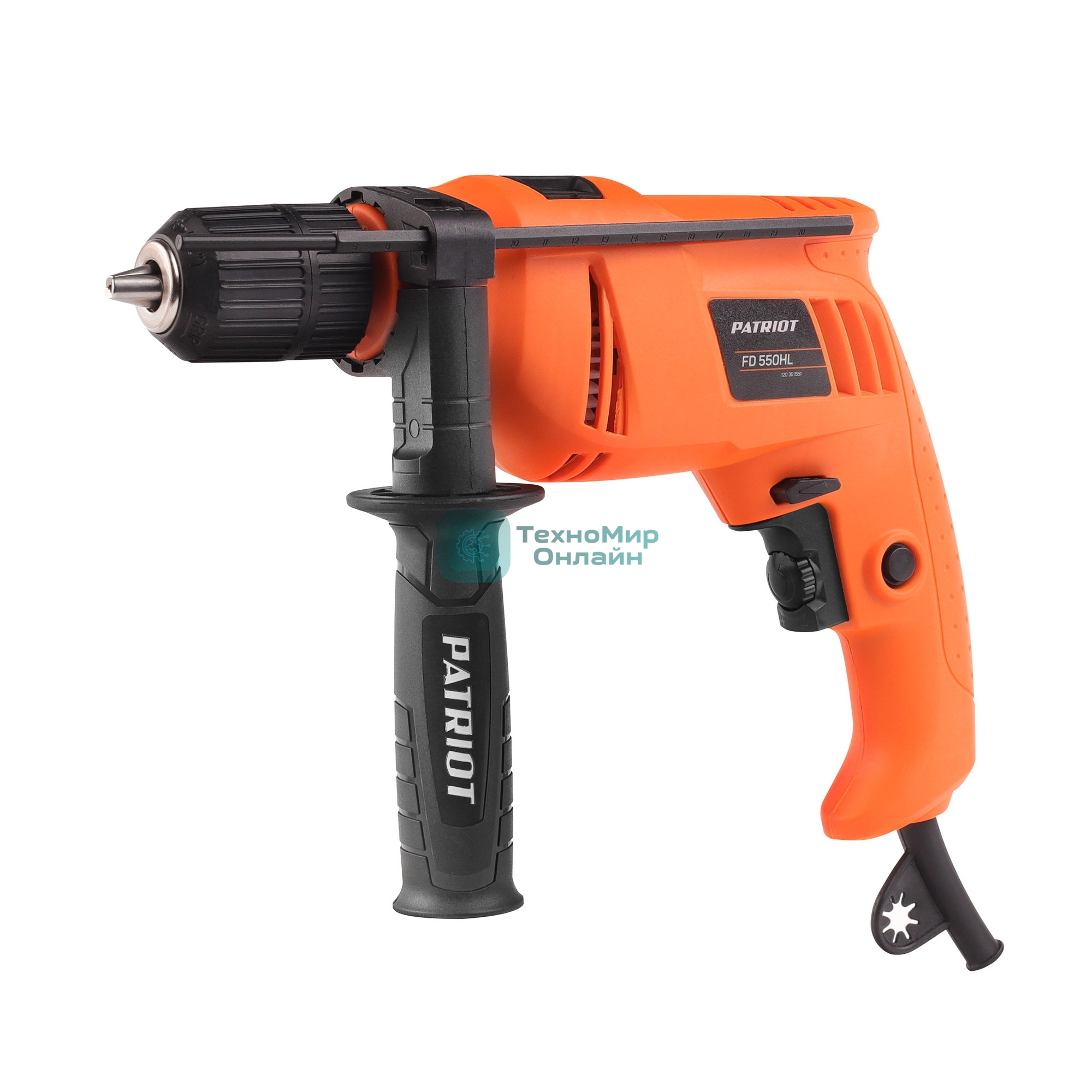 Дрель электрическая ударная PATRIOT FD 550HL, 600Вт, 3000об/мин, 44800уд/мин, макс.диаметр сверления 13мм, быстрозажимной патрон