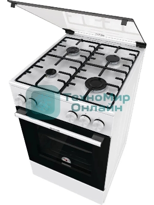 Плита газовая Gorenje GG5A10WH белый, конфорок 4 газовых, духовка 70 л, 50 см x 85 см x 59.4 см