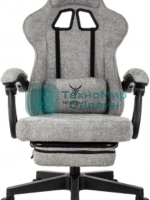 Кресло Knight Lord/F серый, экокожа, 120 кг, механизм качания, подставка для ног