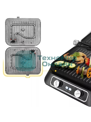 Гриль электрический KITFORT KT-1652 черный/серый, 2100 Вт