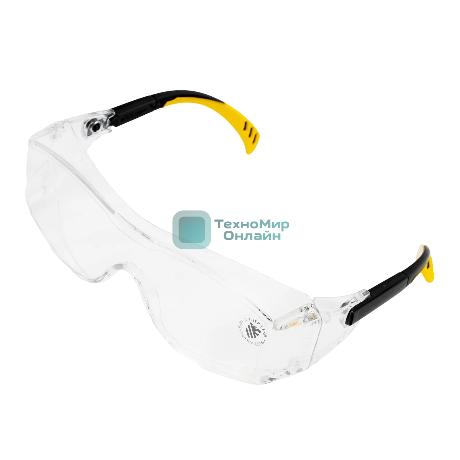 Очки защитные Denzel открытые, поликарбонатные, увеличенная прозрачная линза, регулируемые дужки