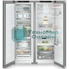 Холодильник Liebherr Комбинация XRFsf 5245-22 001(SFNsfd 5247-22 001 + SRBsfc 5220-22 001) серебристый двухкамерный 377/262л морозилка сбоку, Side by Side