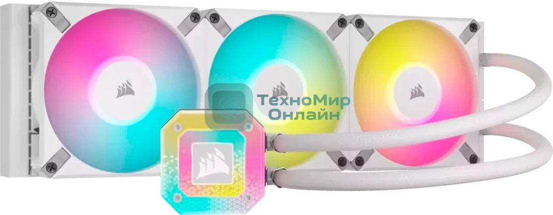 Система жидкостного охлаждения Water Cooling System Corsair iCUE H150i ELITE CAPELLIX XT (360мм, белый, RGb/Fans: 3x120мм, 65.57CFM, 37dBA, 2100RPM/Rad thickness 27мм/S: 1851, 1700, 1200, 115X, AM5, AM4)