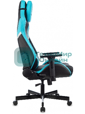 Кресло Knight Thunder 5X черный/голубой, экокожа, 120 кг, механизм качания