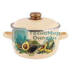 Кастрюля Appetite 1MC201P Avocado с крышкой, сферическая эмалированная 4 л