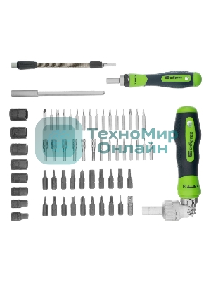 Набор отверток Сибртех отвертки реверсиные с набором бит торцевых головок 61 предметов crv